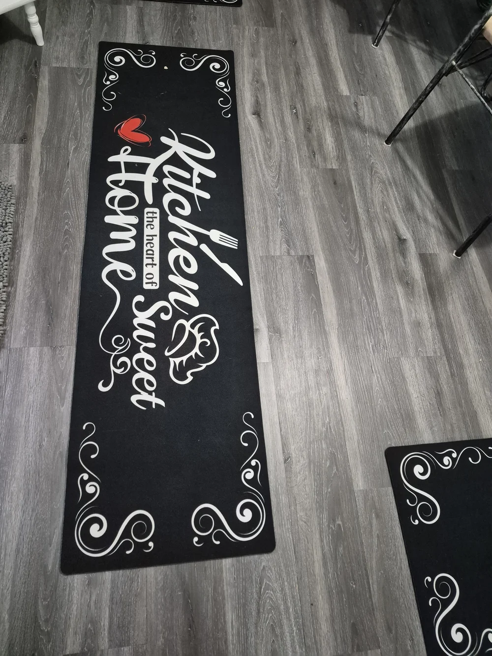 Kitchen Sweet Home Non-Slip Floor Mat - Black with Red Accent